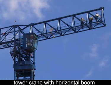 this tower crane has a luffing boom.
